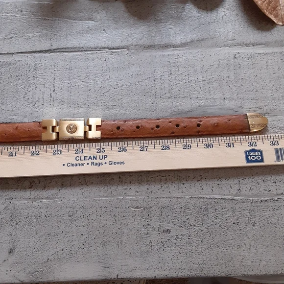 Ostrich Leather Segmented Heavy Brass Hinged Belt Ostrich Leather Segmented Heavy Brass Hinged Belt main image 3